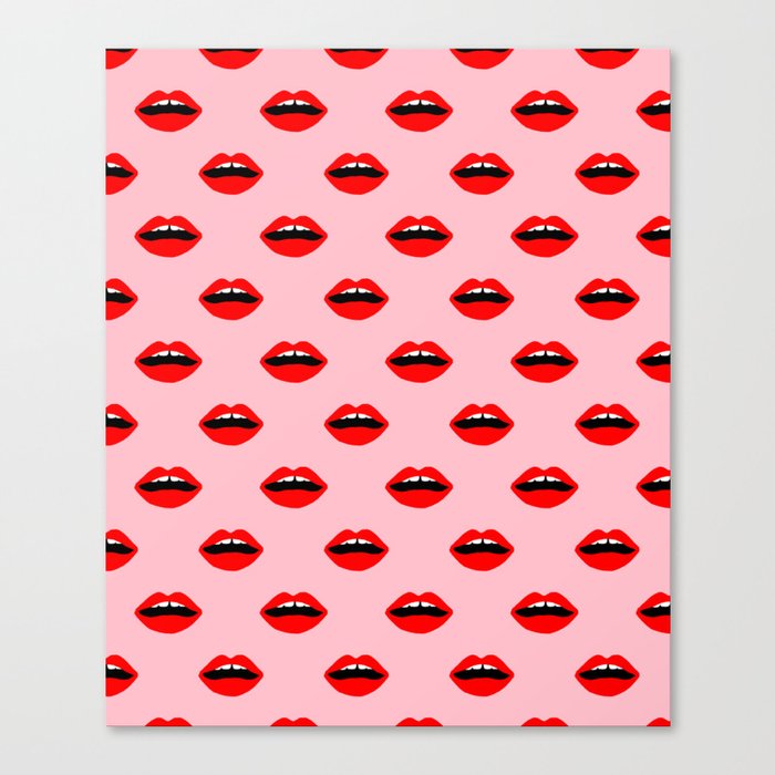 Lips valentines day cute gift for love makeup lipstick mouth pattern Canvas Print