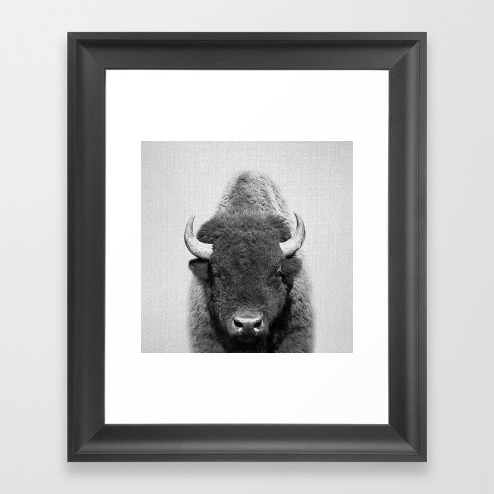 Buffalo - Black & White Framed Art Print