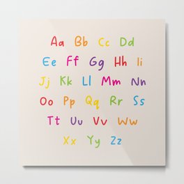 Handwritten ABC | Rainbow on Sand | Modern Minimalist ABC Alphabet Metal Print | Alphabetmagnet, Letterssticker, Abcsticker, Alphabetprint, Alphabetsticker, Nurserydecor, Graphicdesign, Abcposter, Abcmagnet, Alphabetposter 