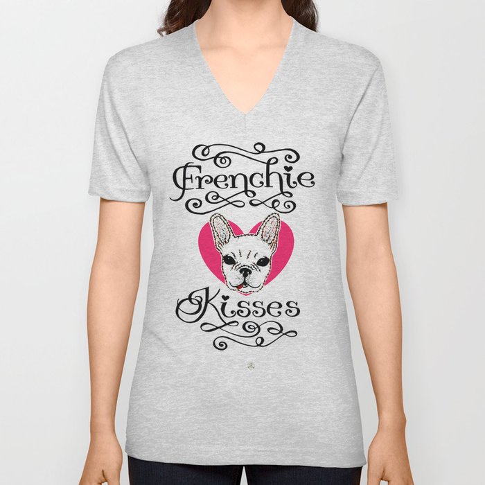 Frenchie Kisses V Neck T Shirt