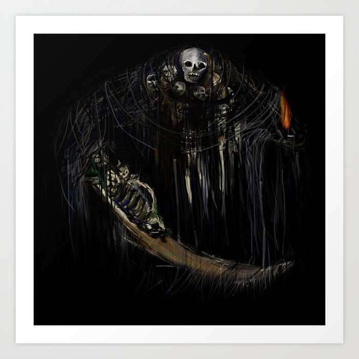 Gravelord Nito - Dark Souls (black tee PNG edition) Art Print