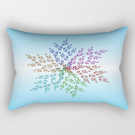 Leafy Rainbow Mandala Rectangular Pillow