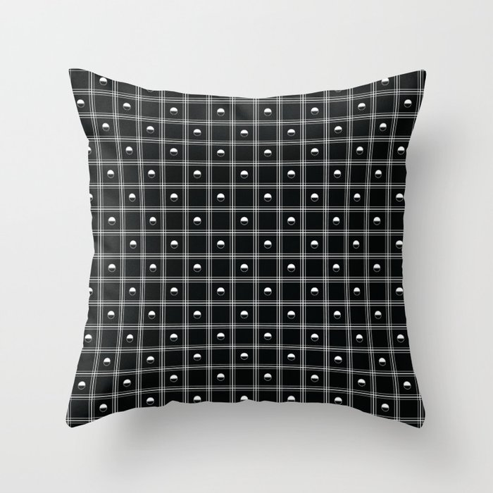 White and Black Geometric Semicircle Plaid Pattern Throw Pillow