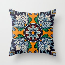 Mandala mexican talavera tile ceramic mosaic Throw Pillow