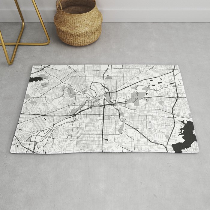 Fort Worth Map Gray Rug