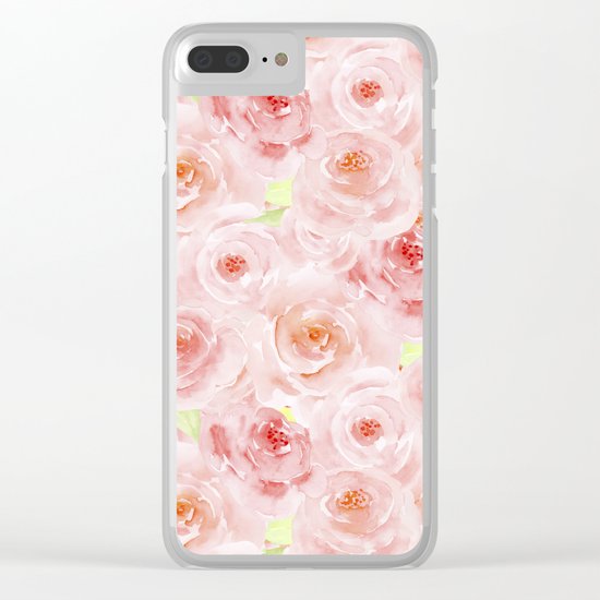 Rose pattern- Beautiful watercolor roses background Clear iPhone Case