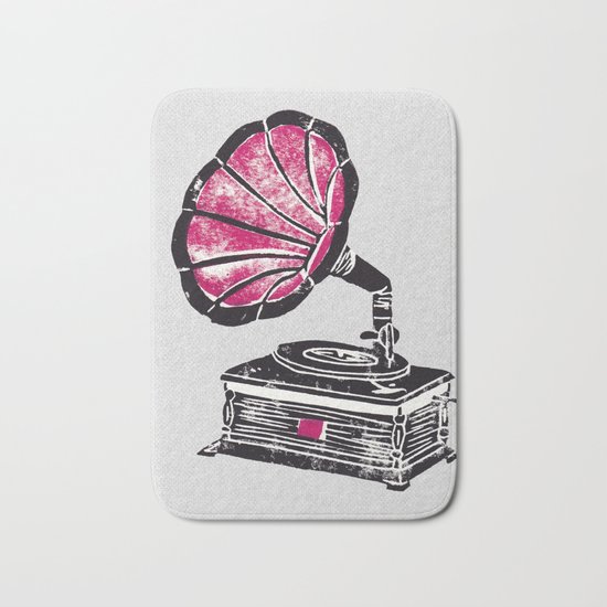 Linocut Gramophone Bath Mat