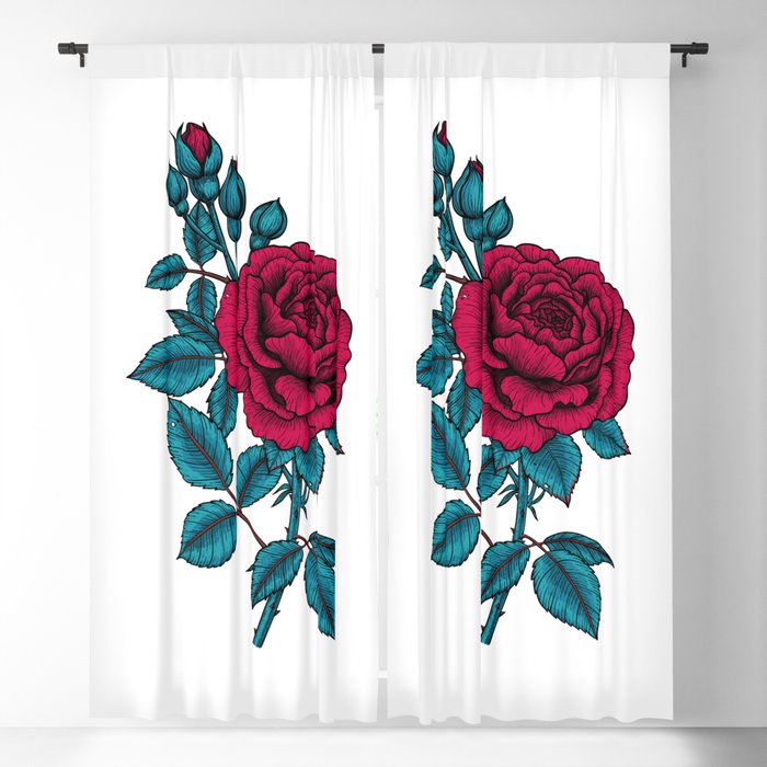 Red rose   Blackout Curtain