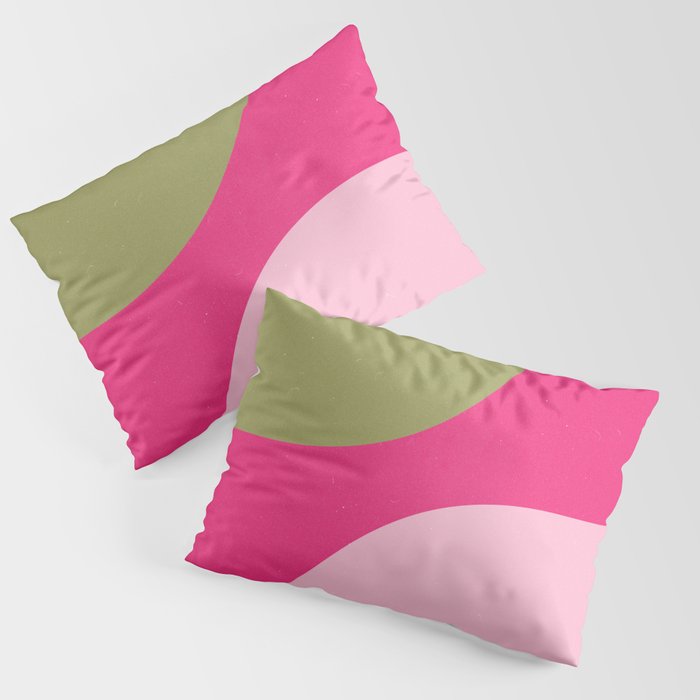 Mid-Century Modern Arch Woodblocks in Sage and Pink Pillow Sham