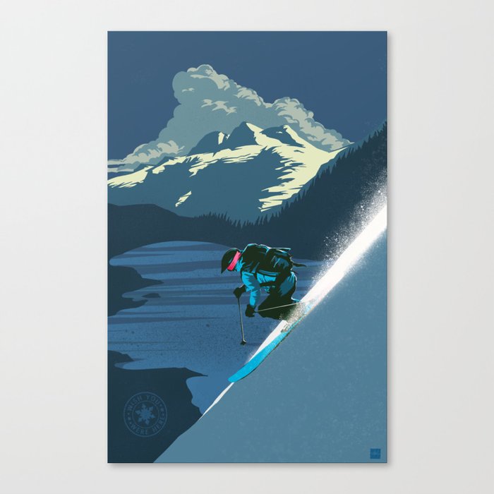 Retro Sunset Alpine Ski Travel Poster Canvas Print