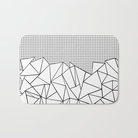 Abstract Outline Grid Black on White Bath Mat