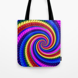 Rainbow Fractal Art Swirl Pattern Tote Bag