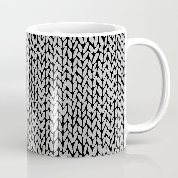 Hand Knit Grey Black Coffee Mug
