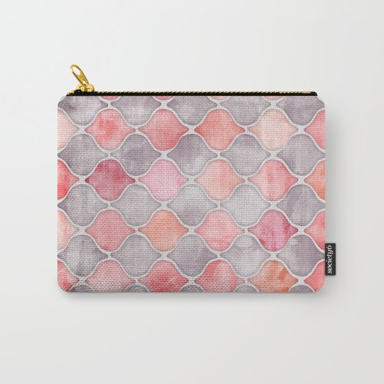 Rhythm of the Seasons - coral pink & grey Carry-All Pouch