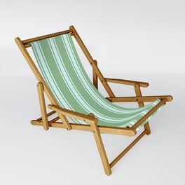 [ Thumbnail: Dark Sea Green and Light Cyan Colored Pattern of Stripes Sling Chair ]