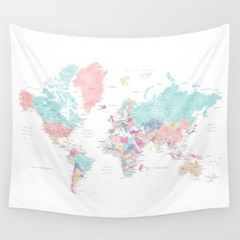 Detailed watercolor world map Carmen Wall Tapestry