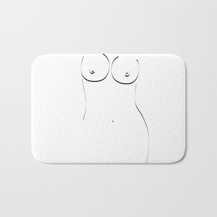 Curvy Figure Black on White Bath Mat