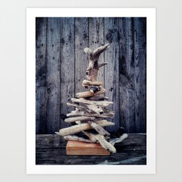 Driftwood Christmas Tree Driftwood Mouse Standing on Top - edited photo of Art Print | Driftwood, Christmastree, Wooden, Tree, Photo, Woodchristmastree, Driftwoodmouse, Beachcottageart, Driftwoodtree, Rusticwood 