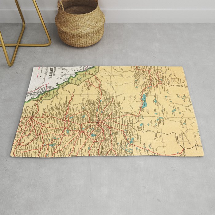 1929 Vintage Map of Alberta Rug