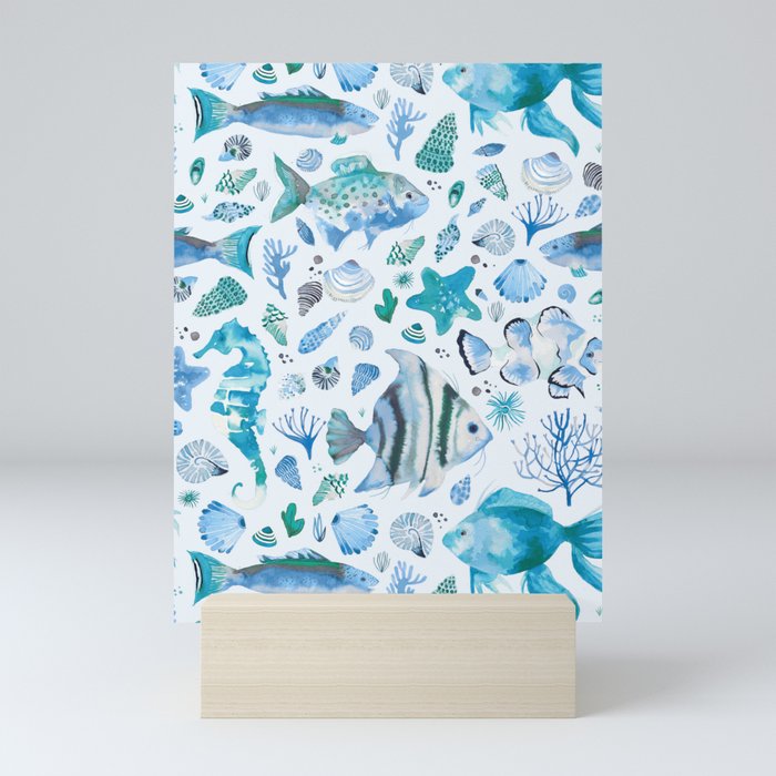 Sea Blue Marine Fishes Mini Art Print