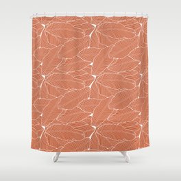 Terracotta Tropical Leaves Pattern Shower Curtain