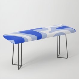 Retro Liquid Swirl Abstract Pattern Royal Blue, Light Blue, and White  Bench