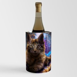 Galaxy Space Maine Coon Cat On Pizza Wine Chiller