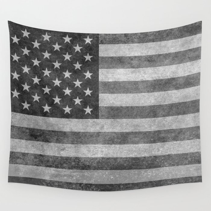 USA flag in Grayscale Wall Tapestry