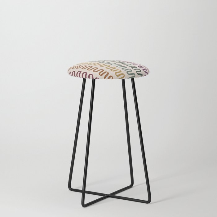 Abstract Shapes 244 in Vintage Rainbow theme (Snake Pattern Abstraction) Counter Stool