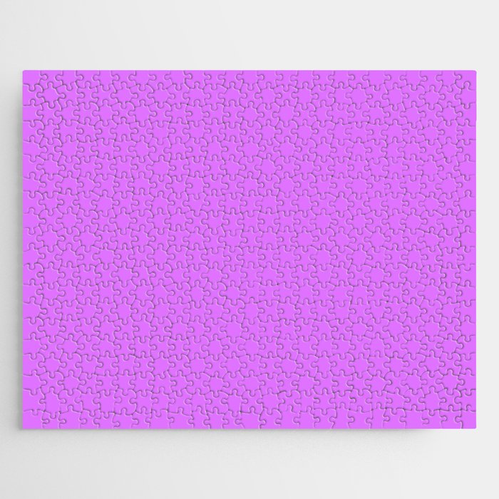 Heliotrope Purple Solid Color Popular Hues Patternless Shades of Purple Collection - Hex #DF73FF Jigsaw Puzzle