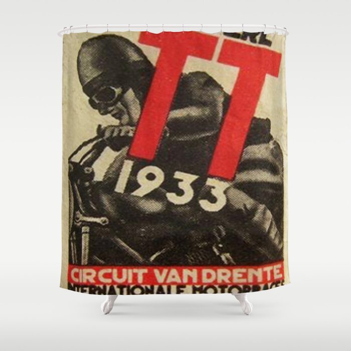 Vintage Poster Dutch Motorcycles Shower Curtain By Mosfunky Society6 Vintage Poster Dutch Motorcycles Shower Curtain
