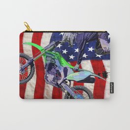 High Flying Freestyle Motocross Rider & US Flag Carry-All Pouch | Motorcycle, Photo, Digital, Fmx, Dirtbike, Streetculture, Usflag, Digitalmanipulation, Extremesports, Freestylemotocross 