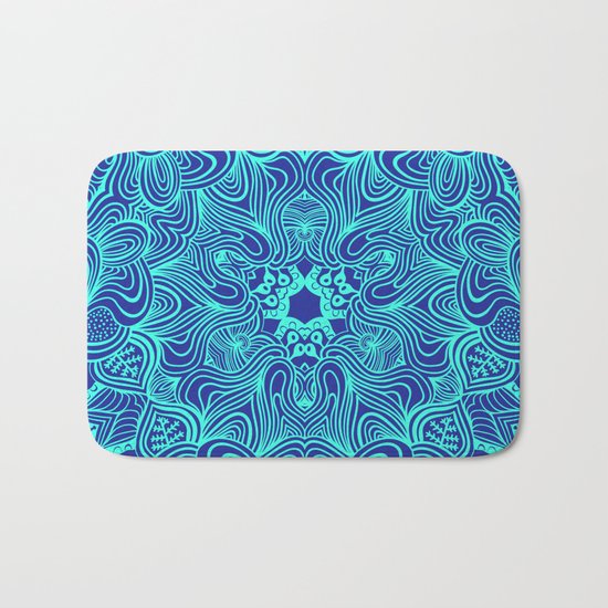 Blue on Blue, abstract pattern Bath Mat