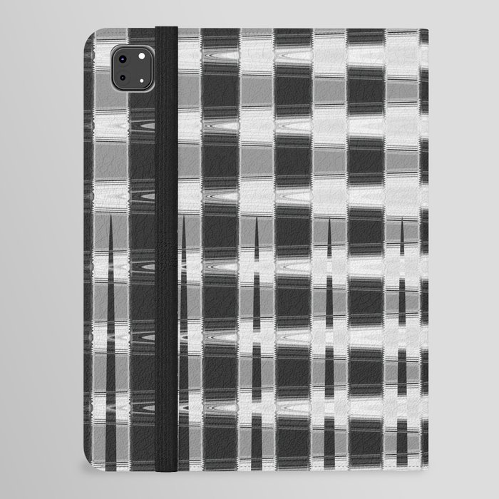 Black and White Geometrical Grid Line Pattern iPad Folio Case