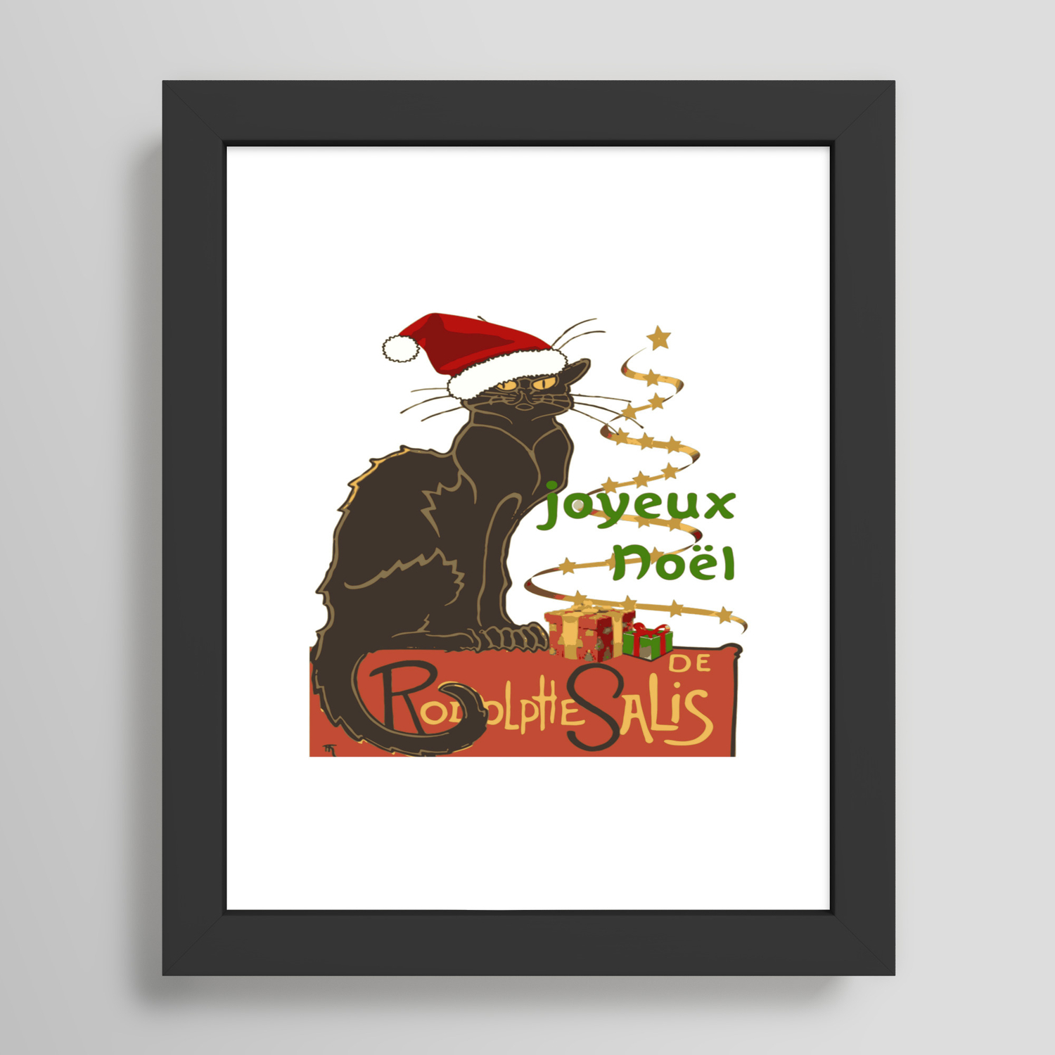 Joyeux Noel Le Chat Noir Christmas Parody Framed Art Print By Taiche Society6