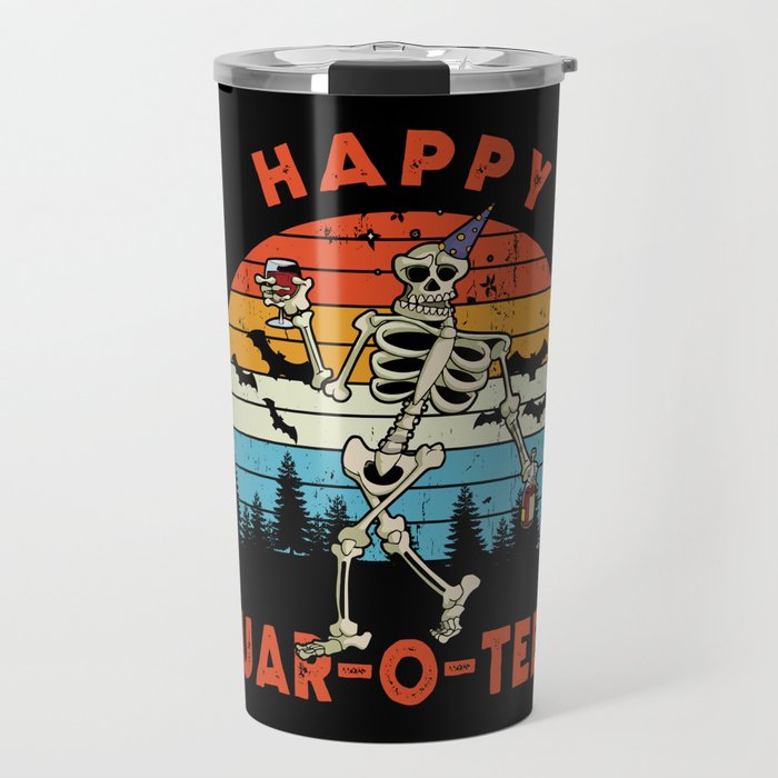 Happy Quarantine Halloween Funny Skeleton Travel Mug