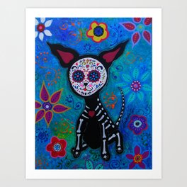 Dia de los Muertos Chihuahua Mexican Painting Art Print