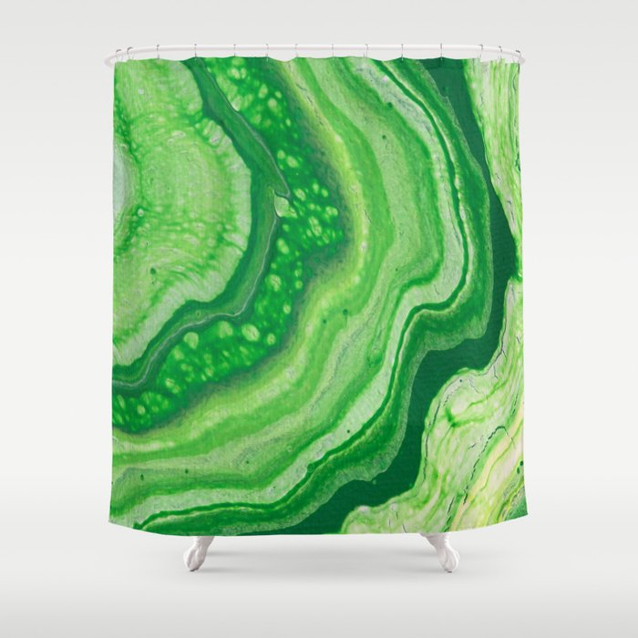 Green Geode Acrylic Pour Painting Shower Curtain By Green Geode Acrylic Pour Painting Shower Curtain By Bethanyjoydesign Society6