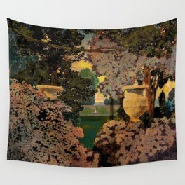 The oaks, the garden of years and other poems floral portrait by Maxfield Parrish Wall Tapestry