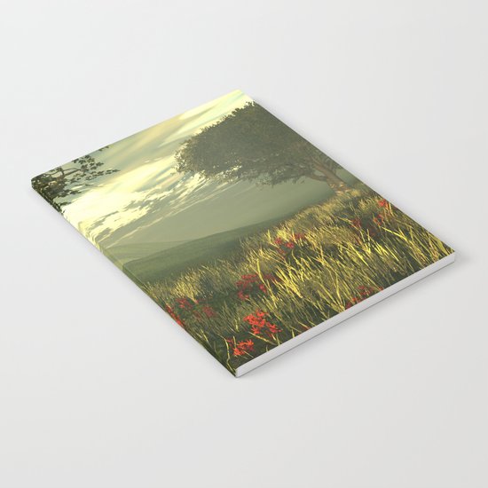 Summer tree in a poppy field Notebook