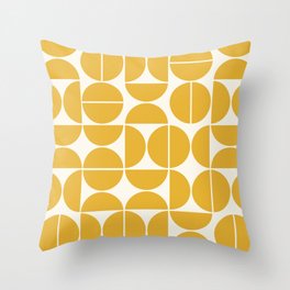 Mid Century Modern Bauhaus Pattern Yellow Throw Pillow