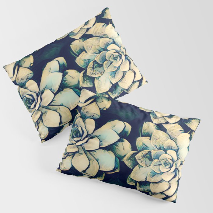Vibrant Green Succulent Cactus Flower Art Print  Pillow Sham