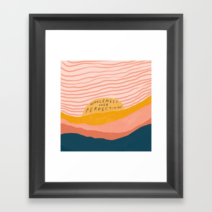 Wholeness Over Perfection | Waves Hand Lettering Design Framed Art Print