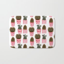 Cactus collection - cerise and cherry colorway Bath Mat | Printmaker, Graphicdesign, Reliefprint, Greenery, Linocut, Plantmom, Plant Art, Cute Plants, Rubberstamps, Gifts For Plantmoms 