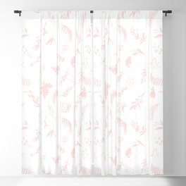 Modern Blush Pink White Girly Foliage Floral Illustration Blackout Curtain