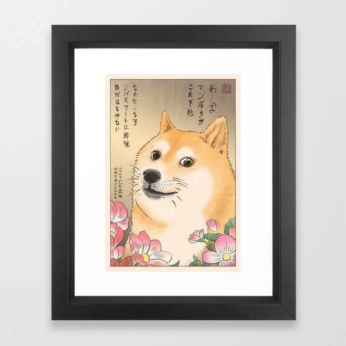 Society6doge Meme Framed Art Print By Memes Of The Floating World Vector Black X Small 10x12 Dailymail