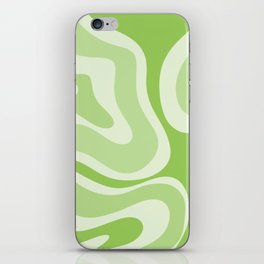 Modern Retro Liquid Swirl Abstract in Light Lime Green iPhone Skin