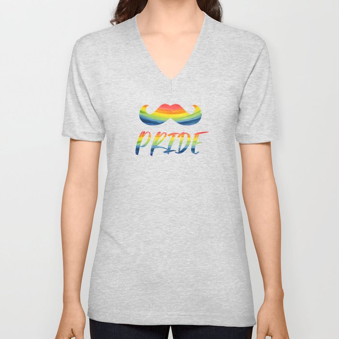 Pride Beard in Rainbow LGBT Pride Month V Neck T Shirt