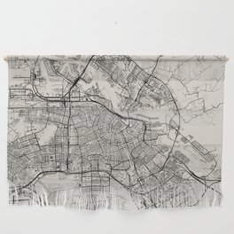 Amsterdam, Netherlands - City Map, Black and White Aesthetic Wall Hanging