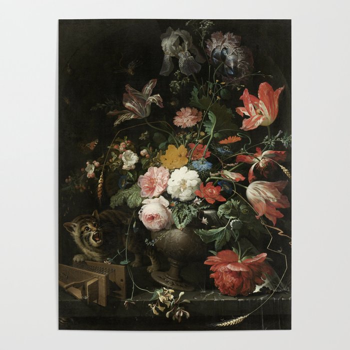 The Overturned Bouquet, Abraham Mignon, 1660 - 1679 Poster